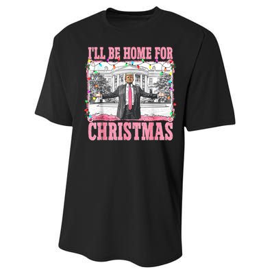 ILl Be Home For Christmas Santa Funny Trump Xmas Pajamas Performance Sprint T-Shirt