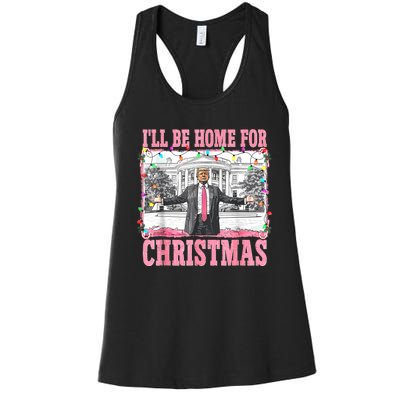 ILl Be Home For Christmas Santa Funny Trump Xmas Pajamas Women's Racerback Tank