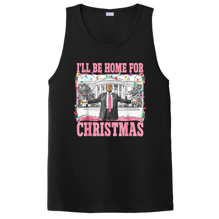 ILl Be Home For Christmas Santa Funny Trump Xmas Pajamas PosiCharge Competitor Tank