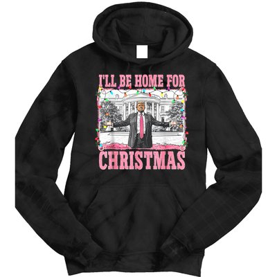 ILl Be Home For Christmas Santa Funny Trump Xmas Pajamas Tie Dye Hoodie