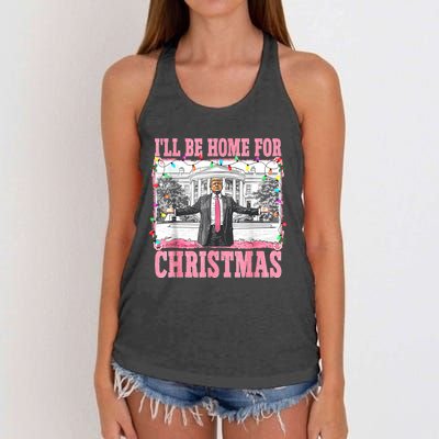 ILl Be Home For Christmas Santa Funny Trump Xmas Pajamas Women's Knotted Racerback Tank