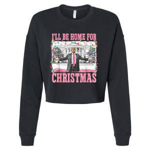 ILl Be Home For Christmas Santa Funny Trump Xmas Pajamas Cropped Pullover Crew