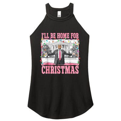 ILl Be Home For Christmas Santa Funny Trump Xmas Pajamas Women's Perfect Tri Rocker Tank