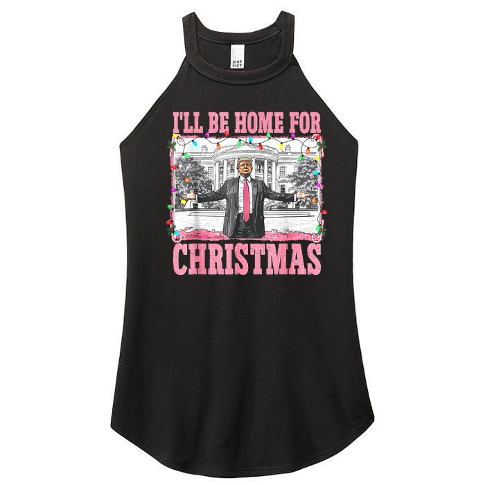 ILl Be Home For Christmas Santa Funny Trump Xmas Pajamas Women's Perfect Tri Rocker Tank