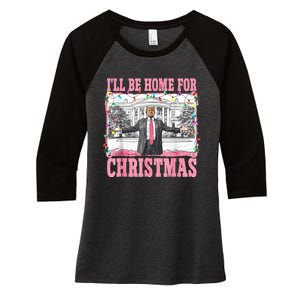 ILl Be Home For Christmas Santa Funny Trump Xmas Pajamas Women's Tri-Blend 3/4-Sleeve Raglan Shirt