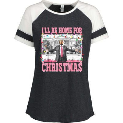 ILl Be Home For Christmas Santa Funny Trump Xmas Pajamas Enza Ladies Jersey Colorblock Tee