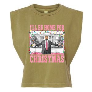 ILl Be Home For Christmas Santa Funny Trump Xmas Pajamas Garment-Dyed Women's Muscle Tee