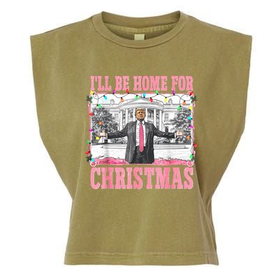 ILl Be Home For Christmas Santa Funny Trump Xmas Pajamas Garment-Dyed Women's Muscle Tee