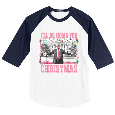 ILl Be Home For Christmas Santa Funny Trump Xmas Pajamas Baseball Sleeve Shirt