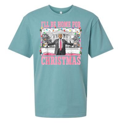 ILl Be Home For Christmas Santa Funny Trump Xmas Pajamas Sueded Cloud Jersey T-Shirt