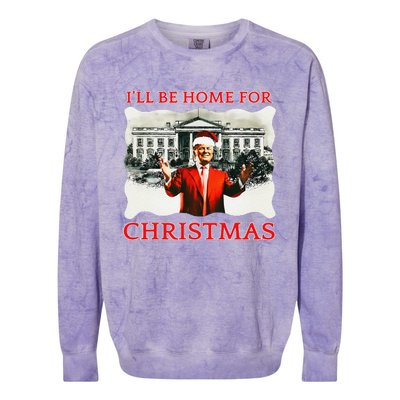 ILl Be Home For Christmas Santa Funny Trump Xmas Colorblast Crewneck Sweatshirt