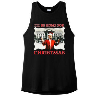 ILl Be Home For Christmas Santa Funny Trump Xmas Ladies PosiCharge Tri-Blend Wicking Tank