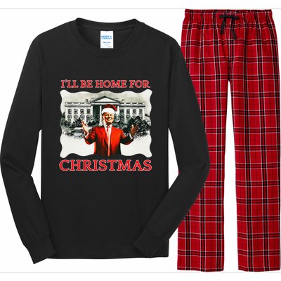 ILl Be Home For Christmas Santa Funny Trump Xmas Long Sleeve Pajama Set