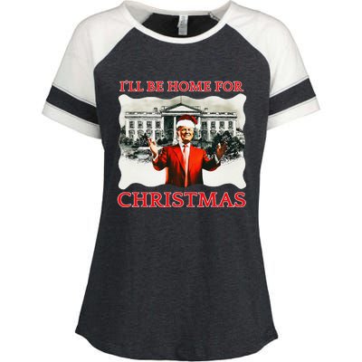 ILl Be Home For Christmas Santa Funny Trump Xmas Enza Ladies Jersey Colorblock Tee