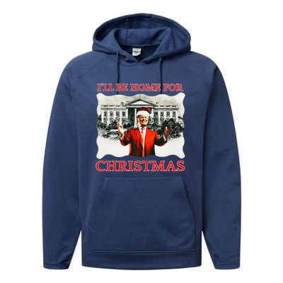 ILl Be Home For Christmas Santa Funny Trump Xmas Performance Fleece Hoodie