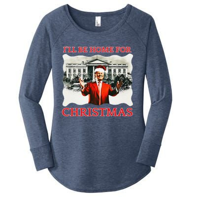 ILl Be Home For Christmas Santa Funny Trump Xmas Women's Perfect Tri Tunic Long Sleeve Shirt