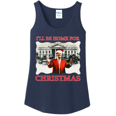 ILl Be Home For Christmas Santa Funny Trump Xmas Ladies Essential Tank