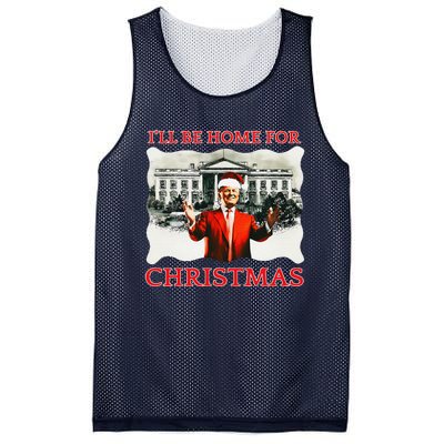 ILl Be Home For Christmas Santa Funny Trump Xmas Mesh Reversible Basketball Jersey Tank