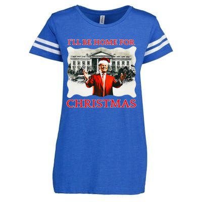 ILl Be Home For Christmas Santa Funny Trump Xmas Enza Ladies Jersey Football T-Shirt