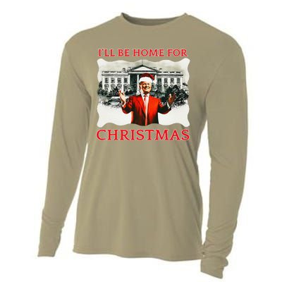 ILl Be Home For Christmas Santa Funny Trump Xmas Cooling Performance Long Sleeve Crew