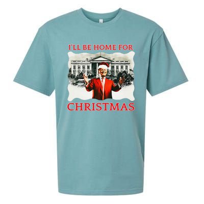 ILl Be Home For Christmas Santa Funny Trump Xmas Sueded Cloud Jersey T-Shirt