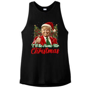 ILl Be Home For Christmas Xmas Trump Pajamas Holiday Santa Ladies PosiCharge Tri-Blend Wicking Tank