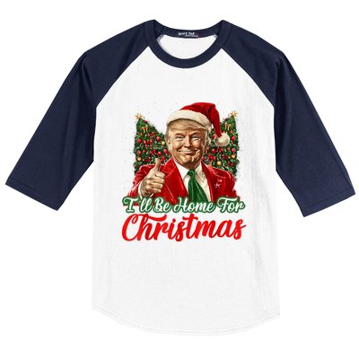 ILl Be Home For Christmas Xmas Trump Pajamas Holiday Santa Baseball Sleeve Shirt