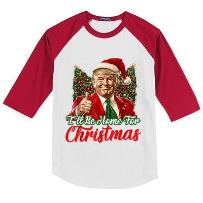 ILl Be Home For Christmas Xmas Trump Pajamas Holiday Santa Kids Colorblock Raglan Jersey