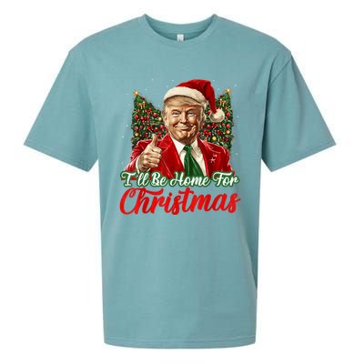 ILl Be Home For Christmas Xmas Trump Pajamas Holiday Santa Sueded Cloud Jersey T-Shirt