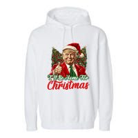 ILl Be Home For Christmas Xmas Trump Pajamas Holiday Santa Garment-Dyed Fleece Hoodie