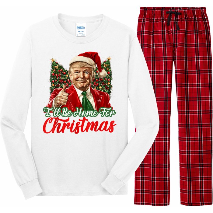 ILl Be Home For Christmas Xmas Trump Pajamas Holiday Santa Long Sleeve Pajama Set