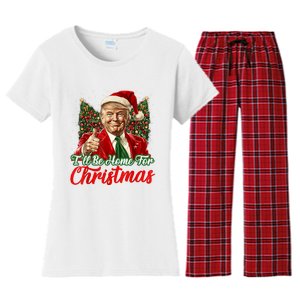 ILl Be Home For Christmas Xmas Trump Pajamas Holiday Santa Women's Flannel Pajama Set