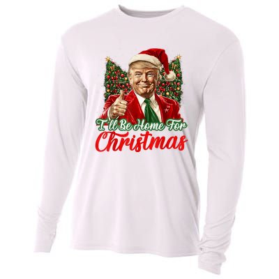 ILl Be Home For Christmas Xmas Trump Pajamas Holiday Santa Cooling Performance Long Sleeve Crew