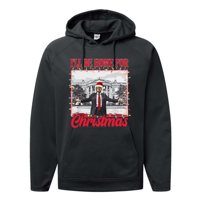 ILl Be Home For Christmas Santa Funny Trump Xmas Pajamas Gift Performance Fleece Hoodie