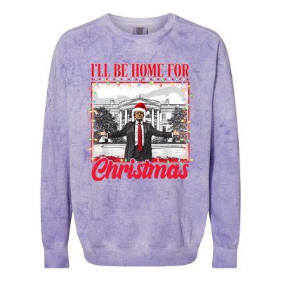 ILl Be Home For Christmas Santa Funny Trump Xmas Pajamas Colorblast Crewneck Sweatshirt