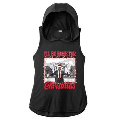 ILl Be Home For Christmas Santa Funny Trump Xmas Pajamas Ladies PosiCharge Tri-Blend Wicking Draft Hoodie Tank