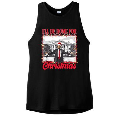 ILl Be Home For Christmas Santa Funny Trump Xmas Pajamas Ladies PosiCharge Tri-Blend Wicking Tank