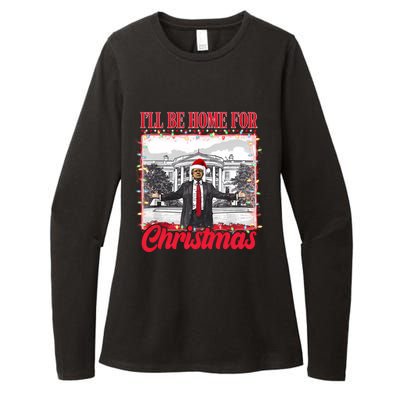 ILl Be Home For Christmas Santa Funny Trump Xmas Pajamas Womens CVC Long Sleeve Shirt