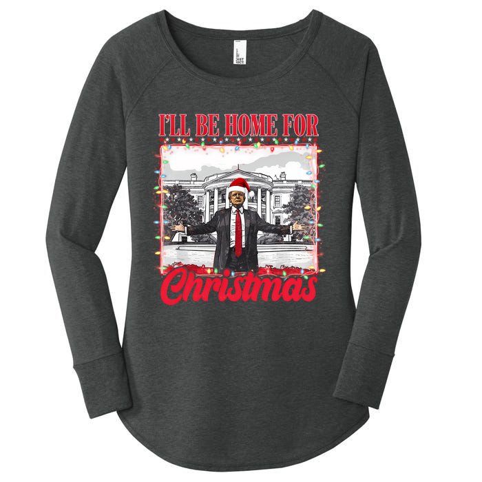 ILl Be Home For Christmas Santa Funny Trump Xmas Pajamas Women's Perfect Tri Tunic Long Sleeve Shirt