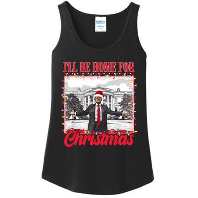 ILl Be Home For Christmas Santa Funny Trump Xmas Pajamas Ladies Essential Tank