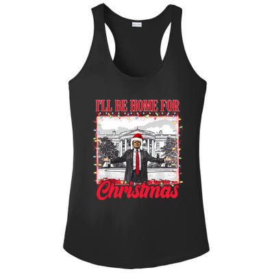 ILl Be Home For Christmas Santa Funny Trump Xmas Pajamas Ladies PosiCharge Competitor Racerback Tank