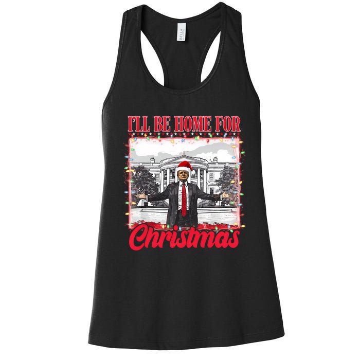 ILl Be Home For Christmas Santa Funny Trump Xmas Pajamas Women's Racerback Tank