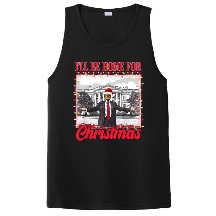 ILl Be Home For Christmas Santa Funny Trump Xmas Pajamas PosiCharge Competitor Tank