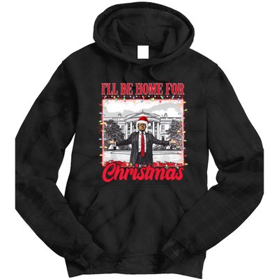 ILl Be Home For Christmas Santa Funny Trump Xmas Pajamas Tie Dye Hoodie