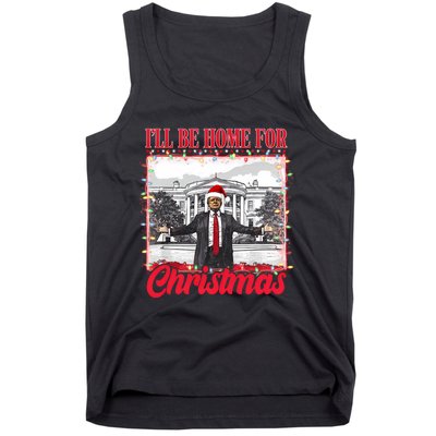 ILl Be Home For Christmas Santa Funny Trump Xmas Pajamas Tank Top