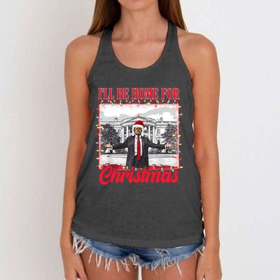 ILl Be Home For Christmas Santa Funny Trump Xmas Pajamas Women's Knotted Racerback Tank