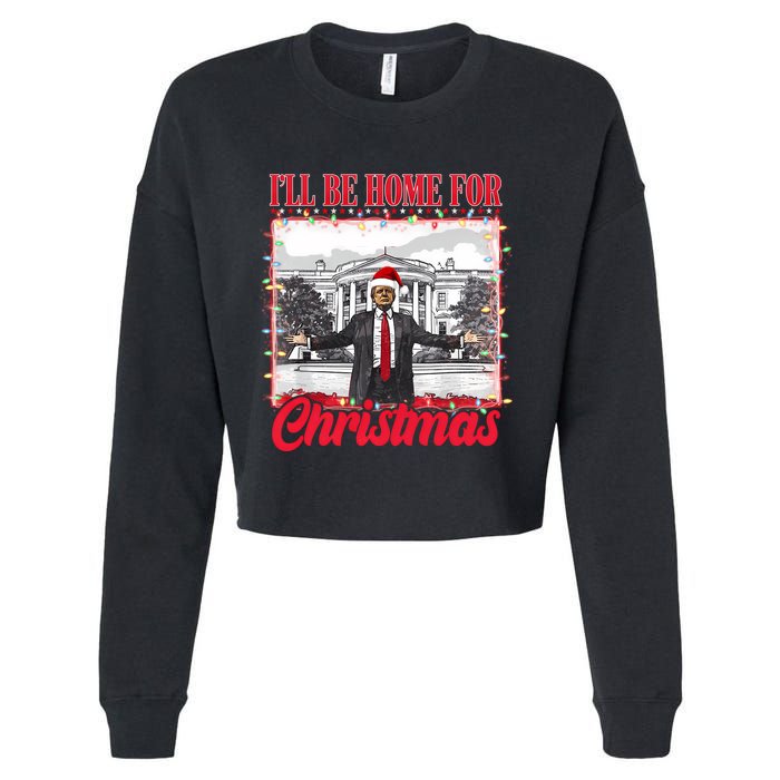 ILl Be Home For Christmas Santa Funny Trump Xmas Pajamas Cropped Pullover Crew