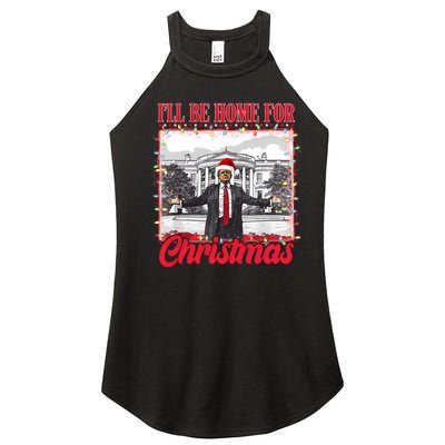 ILl Be Home For Christmas Santa Funny Trump Xmas Pajamas Women's Perfect Tri Rocker Tank