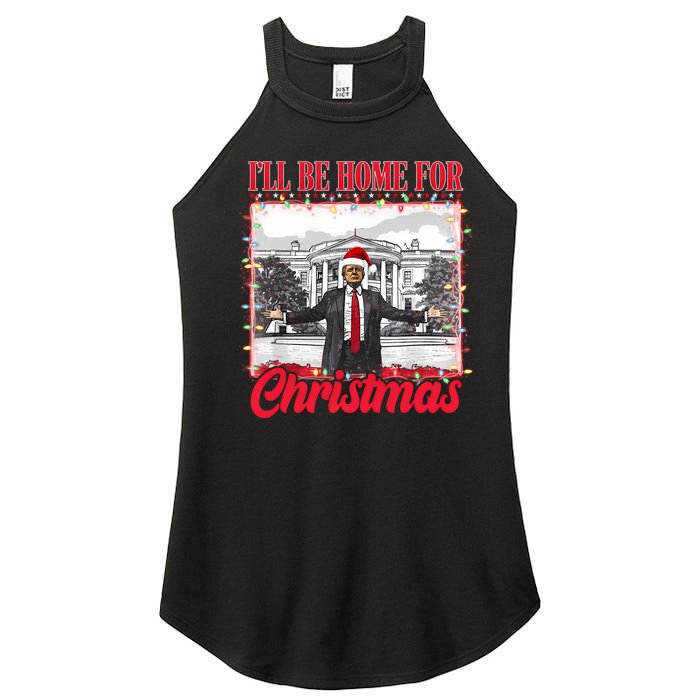 ILl Be Home For Christmas Santa Funny Trump Xmas Pajamas Women's Perfect Tri Rocker Tank