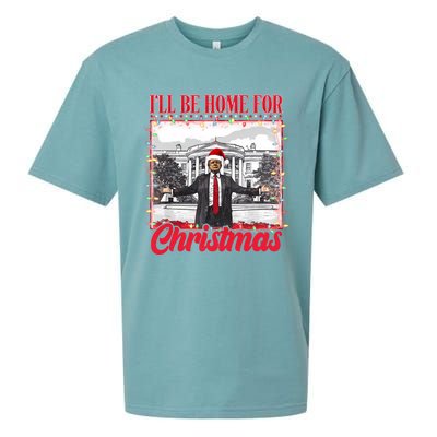 ILl Be Home For Christmas Santa Funny Trump Xmas Pajamas Sueded Cloud Jersey T-Shirt